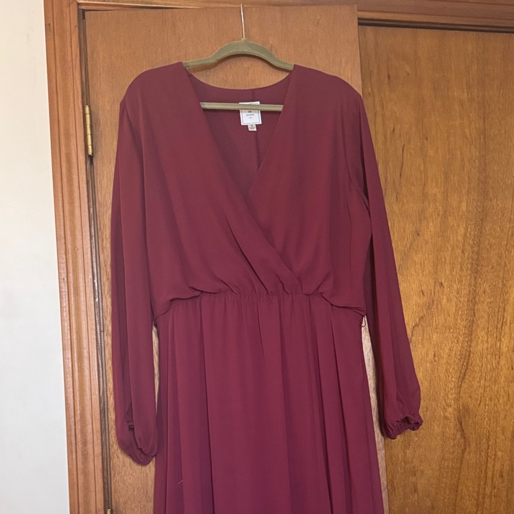 Chic Long Sleeve Burgundy Dress